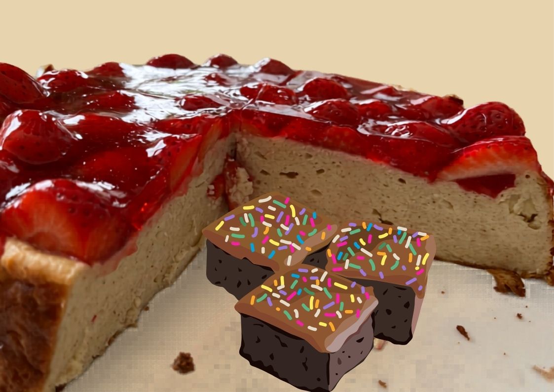 Erdbeerkuchen und Brownies